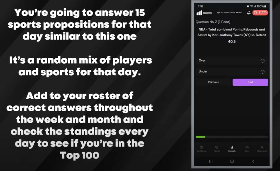 Megasports Progressive Tutorial Screen 6
